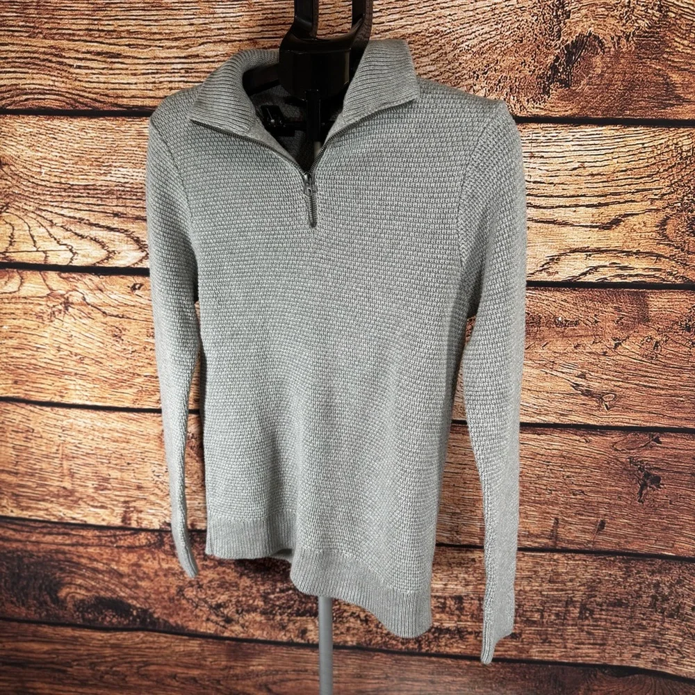 J.Crew‎ Men’s Gray Quarter Zip Waffle Knit Sweater | Business Casual 100% Cotton
